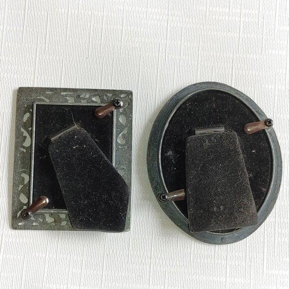 Vintage MINI Picture Frames Metal and Glass Oval and Rectangle Free Standing - Picture 6 of 6